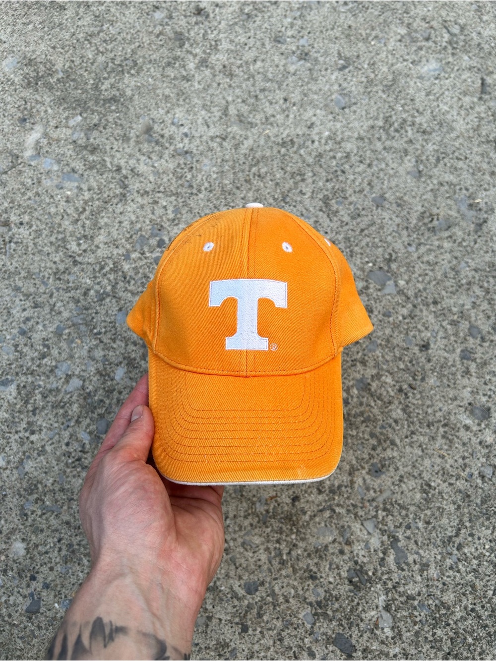 Men's Orange Baseball Cap with White 'T' Logo